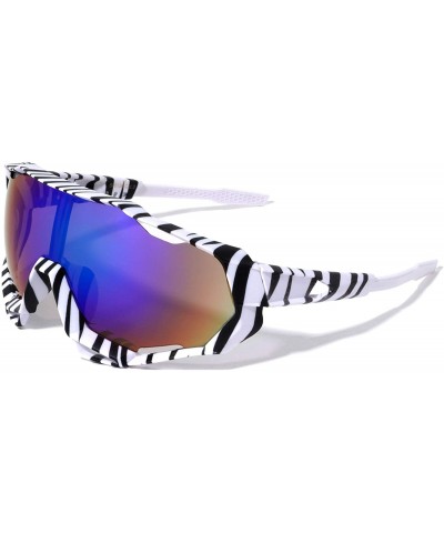 Sport Round Shield Sports Graffiti Design Sunglasses - Blue Zebra - CL197LLR29Y $15.71