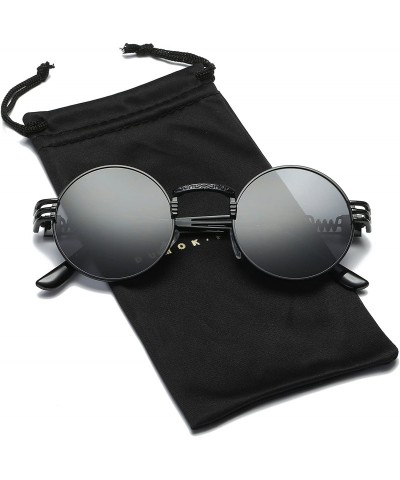 Round Metal Steampunk John Lennon Vintage Clear Round Sunglasses DSR007 - Black Frame/Grey Lens - C7188HAXLO8 $8.61