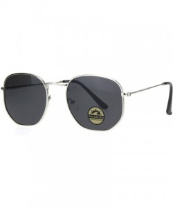 Rectangular Polarized Lens Mens Rectangular Metal Rim Retro Dad Sunglasses - Silver Black - CA18Q0DWR3M $15.63