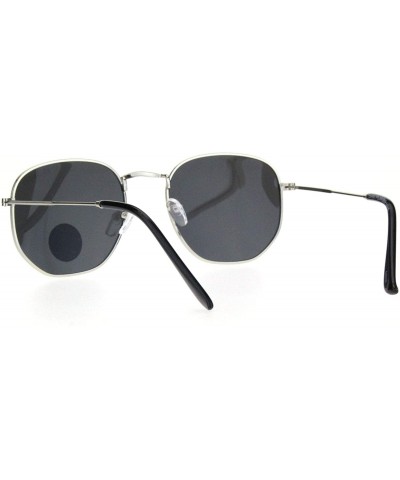 Rectangular Polarized Lens Mens Rectangular Metal Rim Retro Dad Sunglasses - Silver Black - CA18Q0DWR3M $15.63