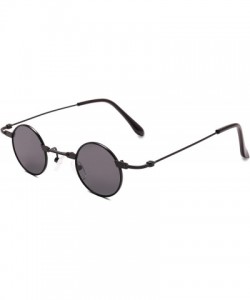 Oval Small Oval Sunglasses for Men women Metal Frame Retro Round Sun Glasses colorful lens sunglasses - 7 - CL197NU3LE2 $31.98