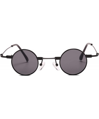 Oval Small Oval Sunglasses for Men women Metal Frame Retro Round Sun Glasses colorful lens sunglasses - 7 - CL197NU3LE2 $31.98