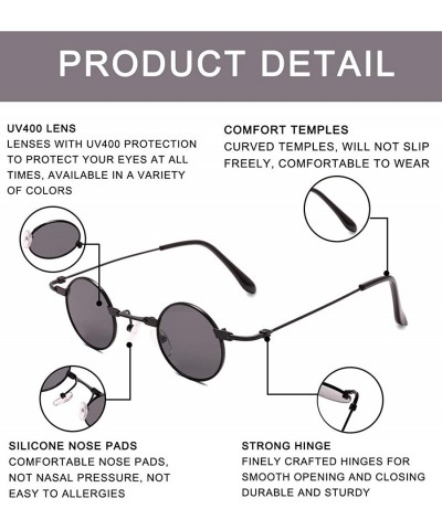 Oval Small Oval Sunglasses for Men women Metal Frame Retro Round Sun Glasses colorful lens sunglasses - 7 - CL197NU3LE2 $31.98