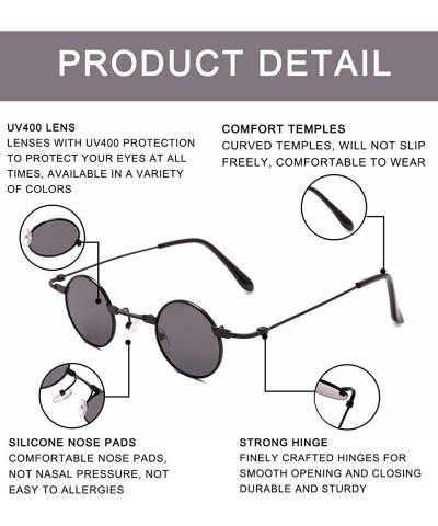 Oval Small Oval Sunglasses for Men women Metal Frame Retro Round Sun Glasses colorful lens sunglasses - 7 - CL197NU3LE2 $13.29