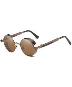 Round Vintage Steampunk Retro Metal Round Circle Frame Sunglasses - C3 brown Lens/Bronze Frame - CT182SS792Q $12.12