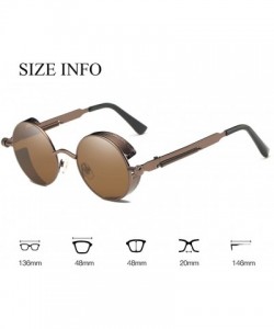 Round Vintage Steampunk Retro Metal Round Circle Frame Sunglasses - C3 brown Lens/Bronze Frame - CT182SS792Q $12.12