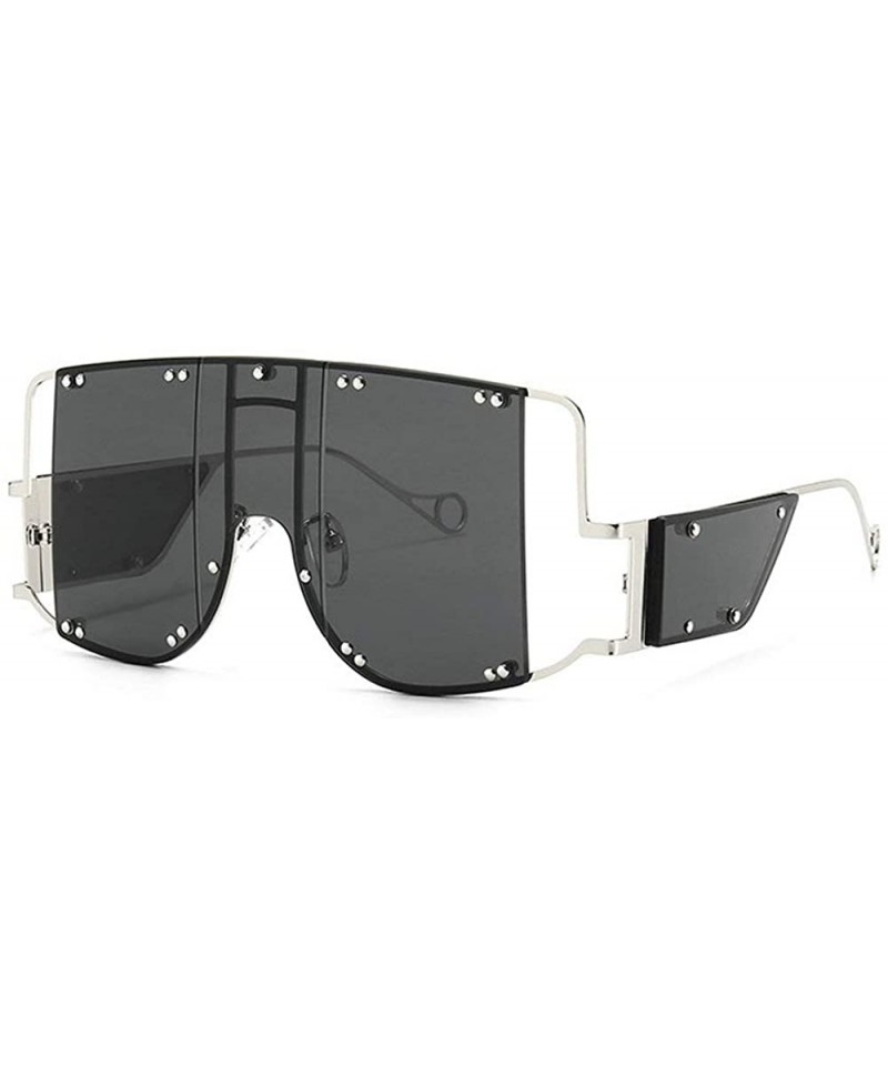 Oversized 2019 new fashion oversized unisex personality trend square frame men's sunglasses UV400 - Silver Grey - C718Z269K3L...