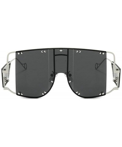 Oversized 2019 new fashion oversized unisex personality trend square frame men's sunglasses UV400 - Silver Grey - C718Z269K3L...