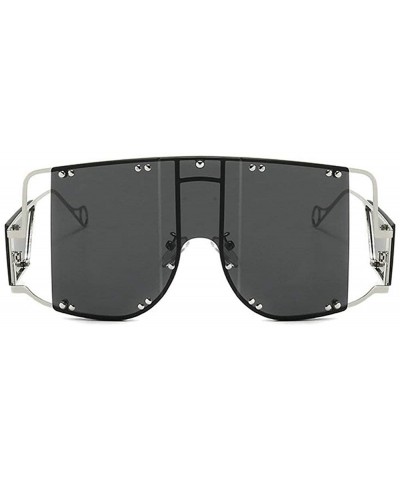 Oversized 2019 new fashion oversized unisex personality trend square frame men's sunglasses UV400 - Silver Grey - C718Z269K3L...