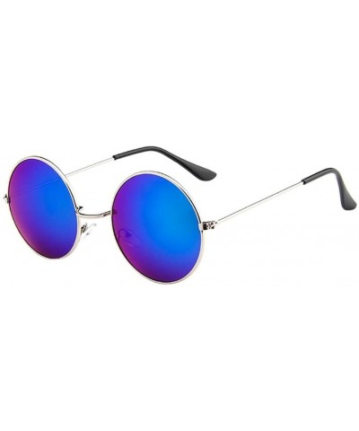 Rectangular Oversized Round Circle Mirrored Hippie Hipster Sunglasses - Metal Frame (as Picture Show - Multicolor E) - C418EQ...