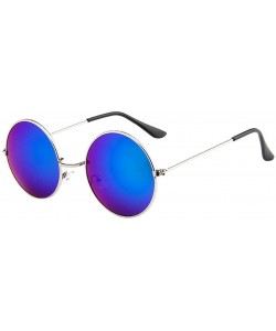 Rectangular Oversized Round Circle Mirrored Hippie Hipster Sunglasses - Metal Frame (as Picture Show - Multicolor E) - C418EQ...