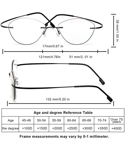 Rimless Lightweight Flex Memory Stainless Magnification - Black - CB197WYZXEK $11.09