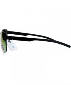Rectangular Air Force Sunglasses Mens Square Rectangular Light Flexible Metal Frame - Black (Orange Mirror) - CK187YNQHQD $9.50