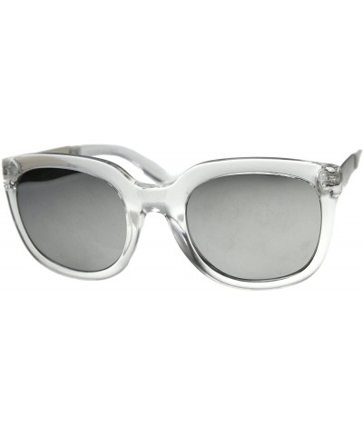 Cat Eye Bold Metal Temple Square Colored Mirror Lens Cat Eye Sunglasses 50mm - Clear-gold / Mirror - C7127Y68RG3 $13.40