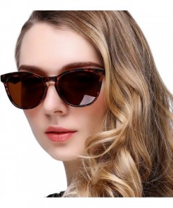 Round Round Vintage Sunglasses Polarized for Women Men - Women's Fashion Sun Glasses UV400 - Leopard Frame Brown Lens - CL18N...