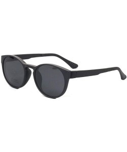 Round Round Magnetic Clip-On Polarized Unisex Sunglasses Rx-able Eyeglass Frames - Black - CT18SUU6HOG $27.04