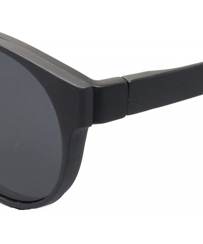 Round Round Magnetic Clip-On Polarized Unisex Sunglasses Rx-able Eyeglass Frames - Black - CT18SUU6HOG $27.04