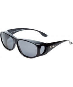 Rectangular Designer Polarized Fitover Sunglasses F03 63mm - Gloss Black - CE1824A4HCZ $26.91