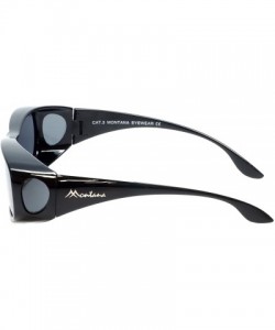 Rectangular Designer Polarized Fitover Sunglasses F03 63mm - Gloss Black - CE1824A4HCZ $26.91