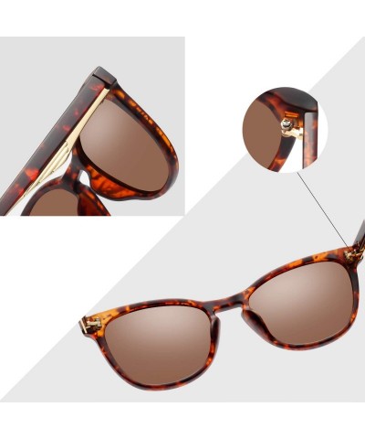 Round Round Vintage Sunglasses Polarized for Women Men - Women's Fashion Sun Glasses UV400 - Leopard Frame Brown Lens - CL18N...