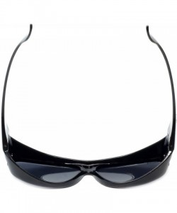 Rectangular Designer Polarized Fitover Sunglasses F03 63mm - Gloss Black - CE1824A4HCZ $26.91