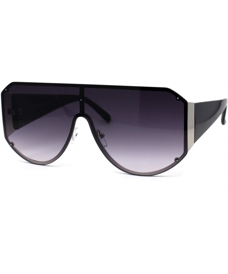 Rimless Unisex Retro Shield Metal Rim Designer Oversize Chic Sunglasses - Silver Smoke - CI196EKI9QE $11.16