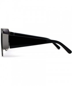 Rimless Unisex Retro Shield Metal Rim Designer Oversize Chic Sunglasses - Silver Smoke - CI196EKI9QE $11.16