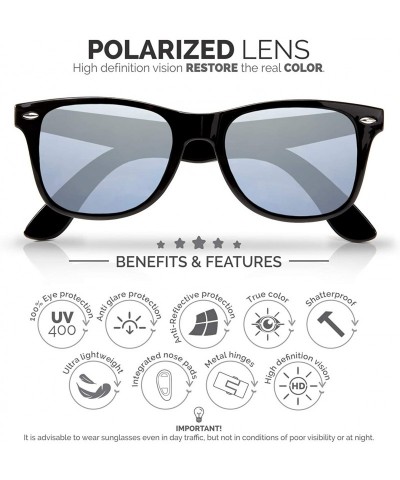 Wayfarer Polarized Sunglasses for Men and Women - UV400 Protection Factor Lenses with Maintenance Set - Shiny Black - CU18TXZ...