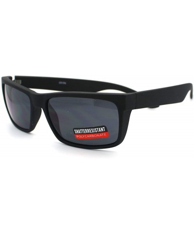 Rectangular Soft Matte Finish Men's Narrow Rectangular Sporty Sunglasses - Black - CA11CSYS6E5 $10.77