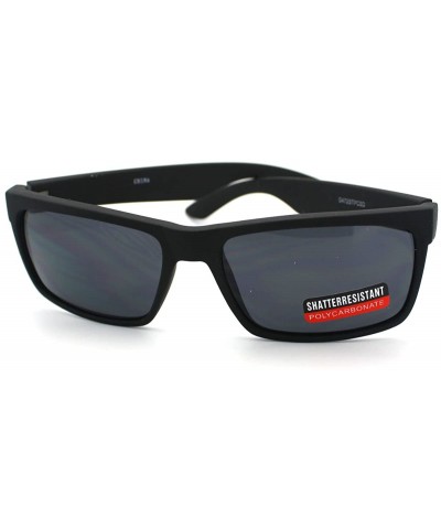 Rectangular Soft Matte Finish Men's Narrow Rectangular Sporty Sunglasses - Black - CA11CSYS6E5 $10.77