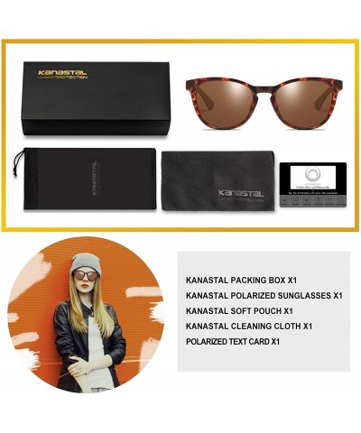 Round Round Vintage Sunglasses Polarized for Women Men - Women's Fashion Sun Glasses UV400 - Leopard Frame Brown Lens - CL18N...