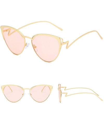 Rectangular Retro Cat Eye Fashion Metal Frame Tinted Lenses Women Sunglasses UV400 - Pink - CD18NHDHEXW $9.20