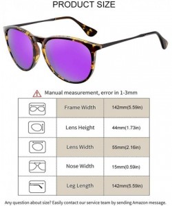 Wayfarer Polarized Sunglasses for Women Vintage Retro Round Mirrored Lens - Yellow Leopard Frame Purple Lens - CN19COH5RDR $1...