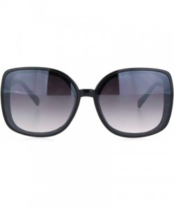 Butterfly Womens Squared Horn Rim Luxury Panel Lens Sunglasses - Black Gradient Black - CQ18NUUD68T $22.51