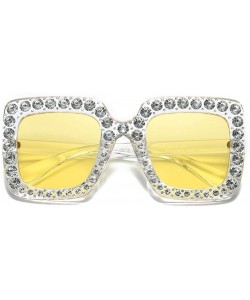 Square Women Sunglasses Crystal Brand Designer Oversized Square Sunglasses - C7 - CR18CO2M4MD $7.63