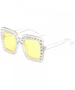 Square Women Sunglasses Crystal Brand Designer Oversized Square Sunglasses - C7 - CR18CO2M4MD $7.63