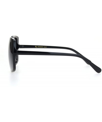 Butterfly Womens Squared Horn Rim Luxury Panel Lens Sunglasses - Black Gradient Black - CQ18NUUD68T $22.51