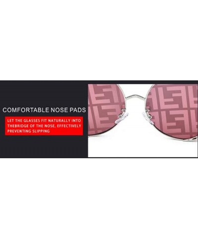 Aviator Fashion Metal Frame Sunglasses- Metal Round Retro Fashion Trend Sunglasses - B - C218SMTHELT $34.72