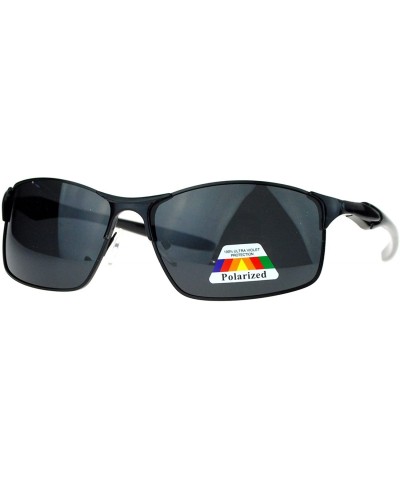 Rectangular Mens Polarized Spring Hinge Luxury Designer Fashion Narrow Sport Sunglasses - Black - C811ZANYMP7 $24.18
