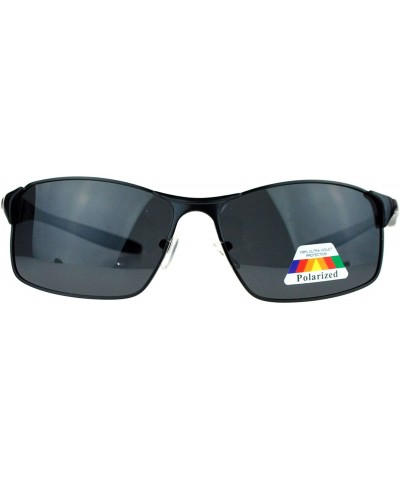 Rectangular Mens Polarized Spring Hinge Luxury Designer Fashion Narrow Sport Sunglasses - Black - C811ZANYMP7 $24.18
