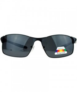 Rectangular Mens Polarized Spring Hinge Luxury Designer Fashion Narrow Sport Sunglasses - Black - C811ZANYMP7 $24.18