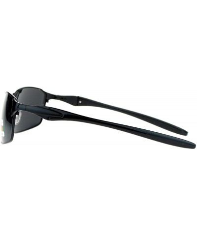 Rectangular Mens Polarized Spring Hinge Luxury Designer Fashion Narrow Sport Sunglasses - Black - C811ZANYMP7 $24.18