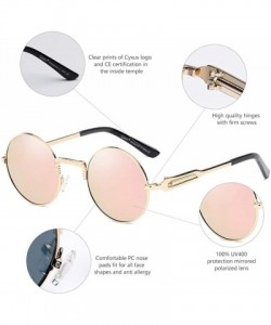 Round Polarized Sunglasses Aviator Unisex Stylish 100% UV Protection (Pink Lens) - CL18EO644NG $9.16