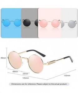 Round Polarized Sunglasses Aviator Unisex Stylish 100% UV Protection (Pink Lens) - CL18EO644NG $9.16