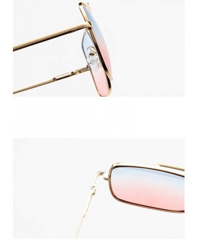 Oval Sunglasses for Men and Women Sun Glasses Color Mirror Lens UV Blocking Square Metal Frame Beach Glasses - Silver - C1194...