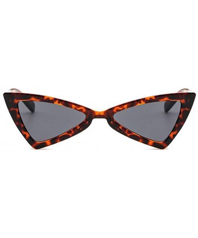 Goggle Retro Metal Hinge Women Cat Eye Sunglasses Fashion Triangle Eyewear - Leopard Gray - CL18CMU03ZU $20.33