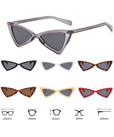 Goggle Retro Metal Hinge Women Cat Eye Sunglasses Fashion Triangle Eyewear - Leopard Gray - CL18CMU03ZU $20.33