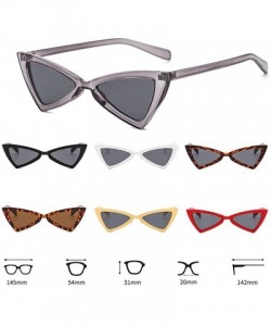 Goggle Retro Metal Hinge Women Cat Eye Sunglasses Fashion Triangle Eyewear - Leopard Gray - CL18CMU03ZU $20.33