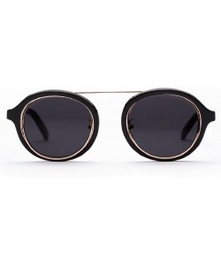 Aviator Round Frame Sunglasses - Fashion Men Women Retro Vintage UV 400 Glasses (Black) - Black - CV18E4W3TAR $8.56