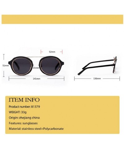 Aviator Round Frame Sunglasses - Fashion Men Women Retro Vintage UV 400 Glasses (Black) - Black - CV18E4W3TAR $8.56